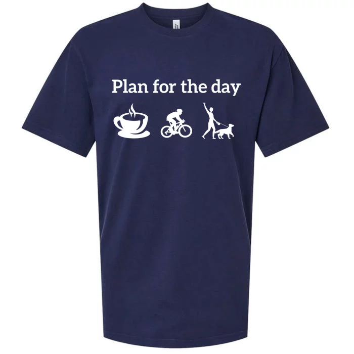 Cycling Biking Lover Cool Gift Plan For The Day Coffee Dogs Funny Gift Sueded Cloud Jersey T-Shirt