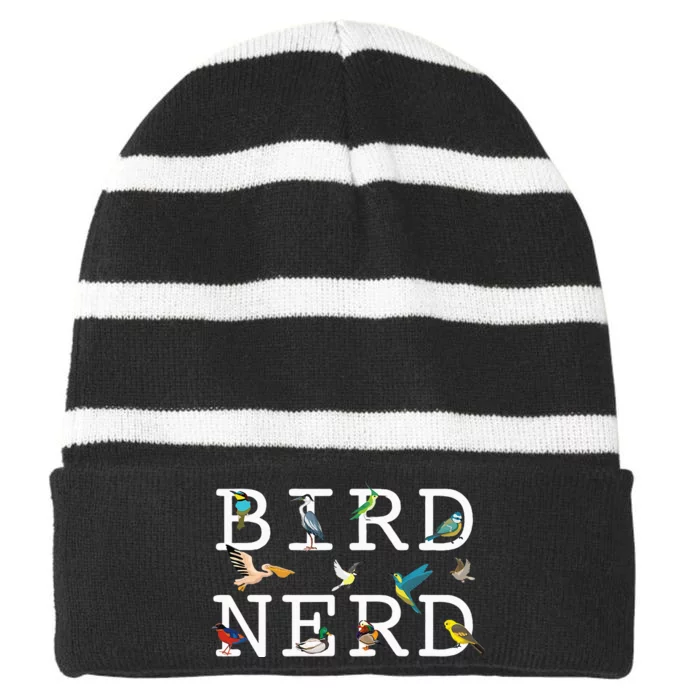 Cool Bird Lover Birdwatching Enthusiast Striped Beanie with Solid Band