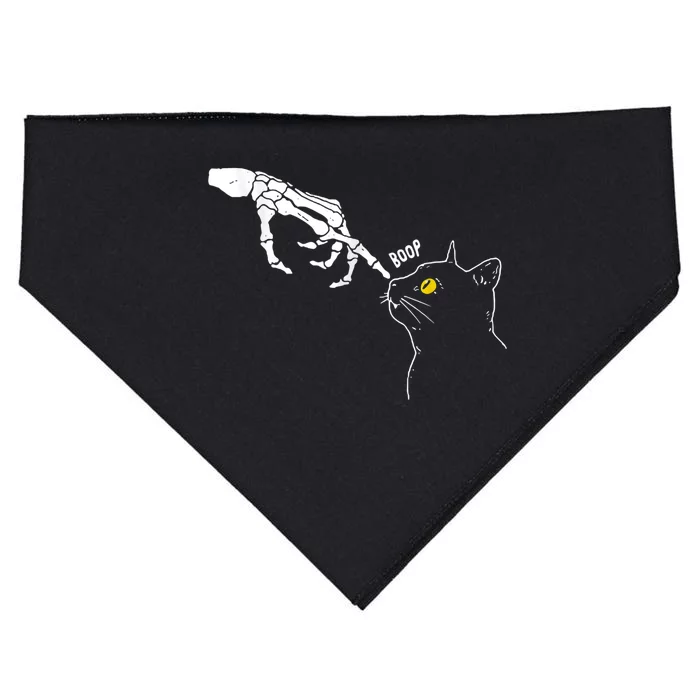 Cat Black Lover Skeleton Hand Boop Funny Halloween USA-Made Doggie Bandana