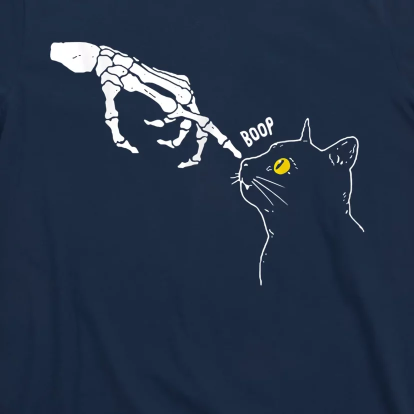 Cat Black Lover Skeleton Hand Boop Funny Halloween T-Shirt