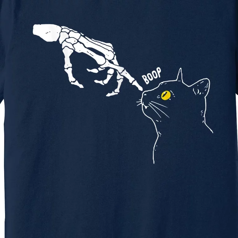 Cat Black Lover Skeleton Hand Boop Funny Halloween Premium T-Shirt