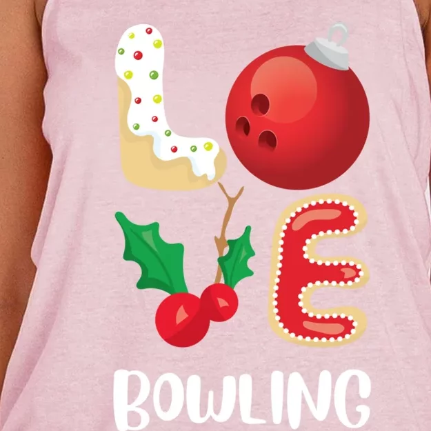 Christmas Bowling League Group Cute Gift Love Bowling Pajama Top Gift Women's Knotted Racerback Tank