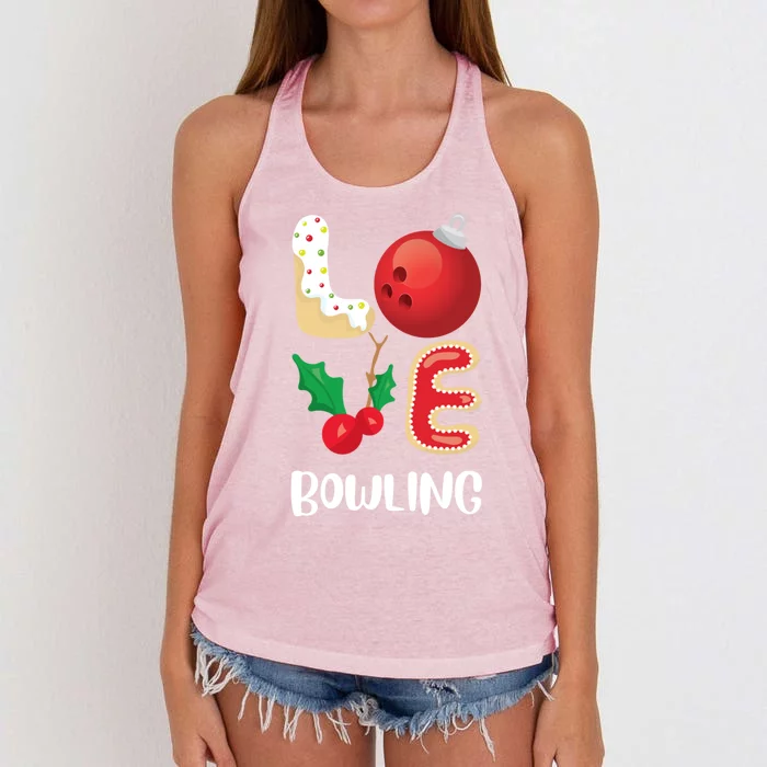 Christmas Bowling League Group Cute Gift Love Bowling Pajama Top Gift Women's Knotted Racerback Tank