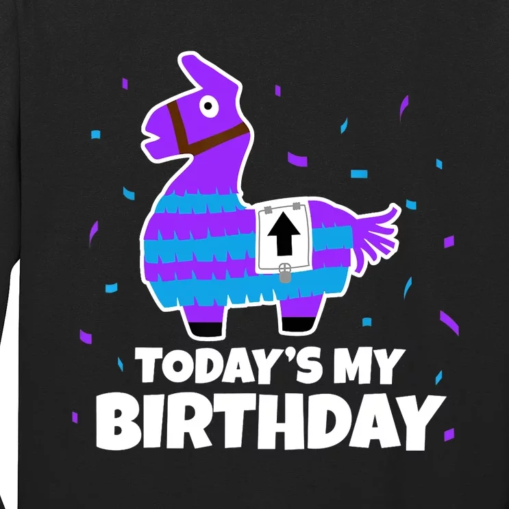 Cute Birthday Llama Funny Bday Animal Party Long Sleeve Shirt