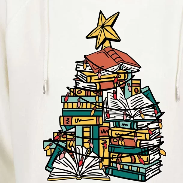 Christmas Book Lover Xmas Tree Reading Nerd Funny Gift Womens Funnel Neck Pullover Hood