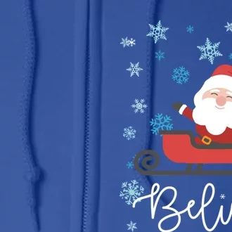 Cute Believe Merry Christmas Santa Claus Sleigh Meaningful Gift Full Zip Hoodie