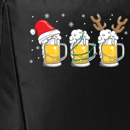 Christmas Beer Mugs Reinbeer Santa Hat Xmas Lights Costume Gift City Backpack