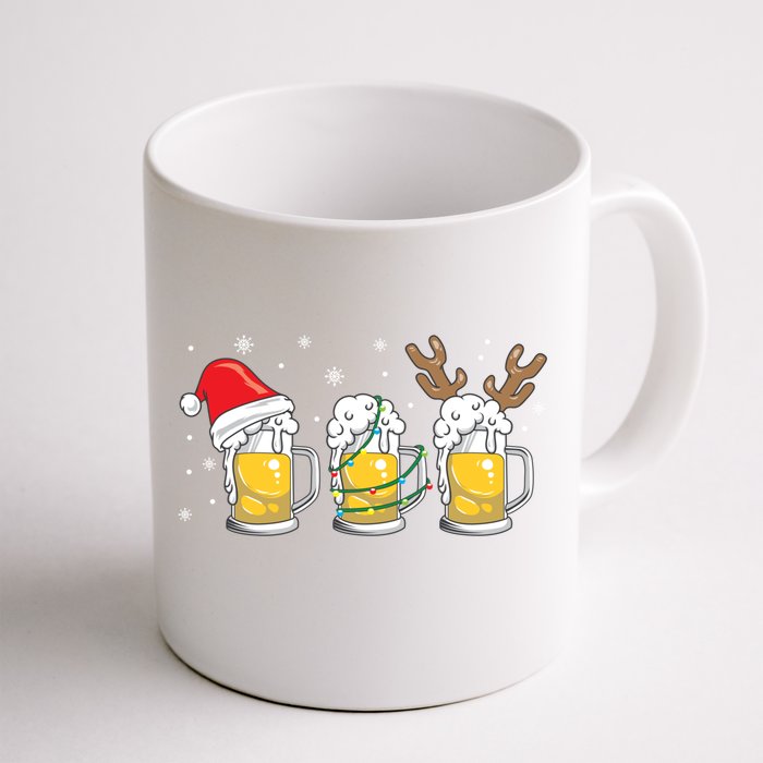 Christmas Beer Mugs Reinbeer Santa Hat Xmas Lights Costume Gift Front & Back Coffee Mug