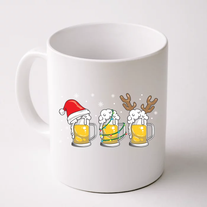 Christmas Beer Mugs Reinbeer Santa Hat Xmas Lights Costume Gift Front & Back Coffee Mug