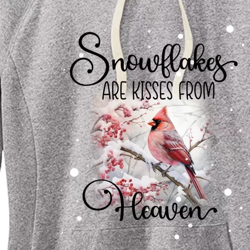 Cardinal Bird Memorial Snowflakes Are From Heaven Great Gift Women's Fleece Hoodie