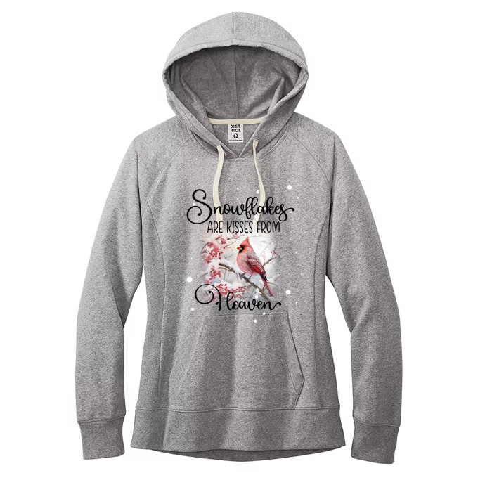 Cardinal Bird Memorial Snowflakes Are From Heaven Great Gift Women's Fleece Hoodie