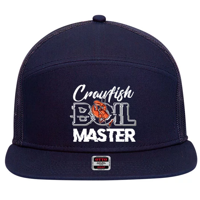 Crawfish Boil Master Cajun Seafood Festival Retro Cooking Gift 7 Panel Mesh Trucker Snapback Hat