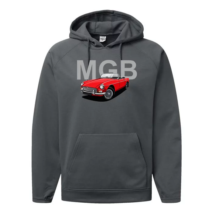 Classic British Mgb Sports Car Performance Fleece Hoodie