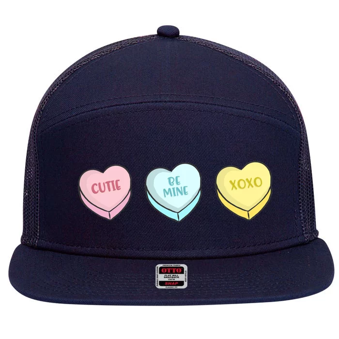 Cutie Be Mine Xoxo Valentines Day Funny Gift Cool Gift 7 Panel Mesh Trucker Snapback Hat