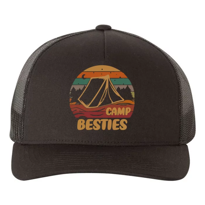 Camp Besties Matching Team Matching Group Vintage Camping Yupoong Adult 5-Panel Trucker Hat