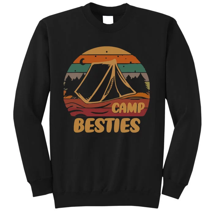 Camp Besties Matching Team Matching Group Vintage Camping Tall Sweatshirt