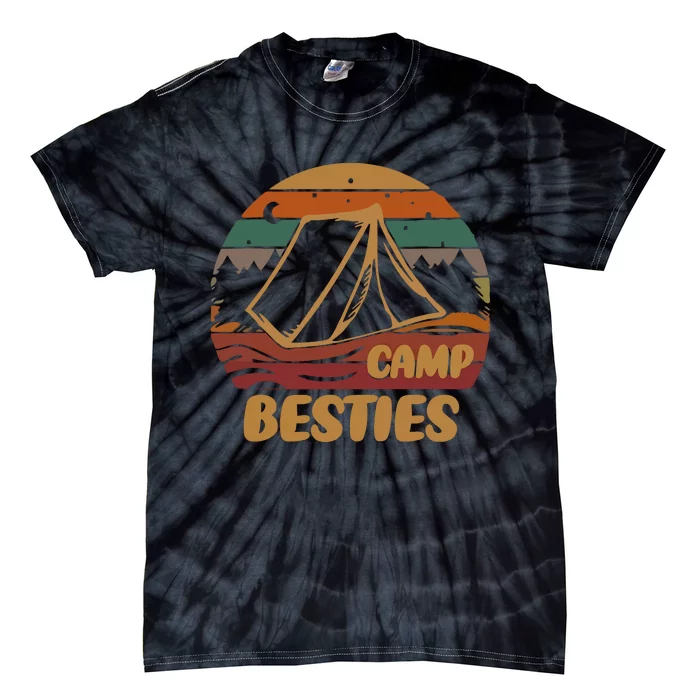 Camp Besties Matching Team Matching Group Vintage Camping Tie-Dye T-Shirt