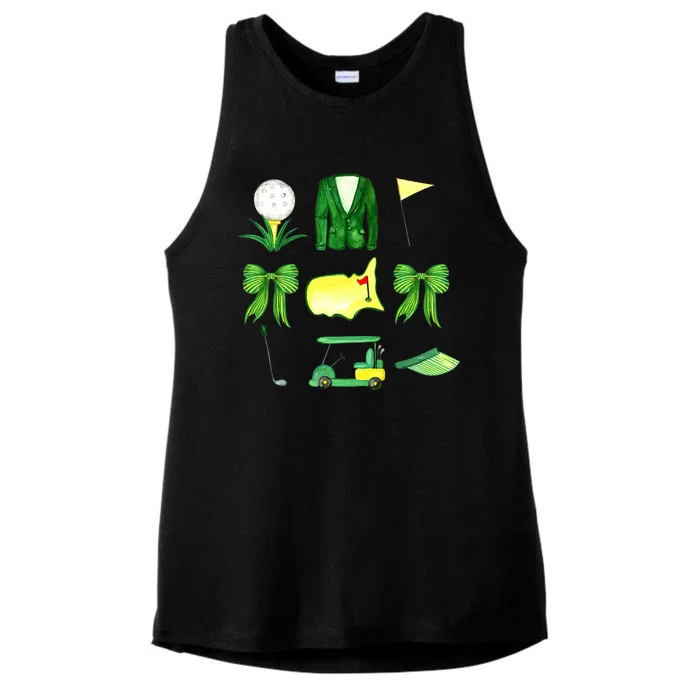 Coquette Bow Masters Golf Tournament Golfing Ladies Tri-Blend Wicking Tank