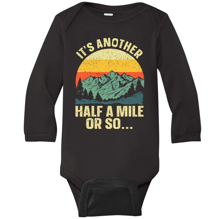 Camping Backpacking Mountain Hiker Gift Funny Hiking Baby Long Sleeve Bodysuit