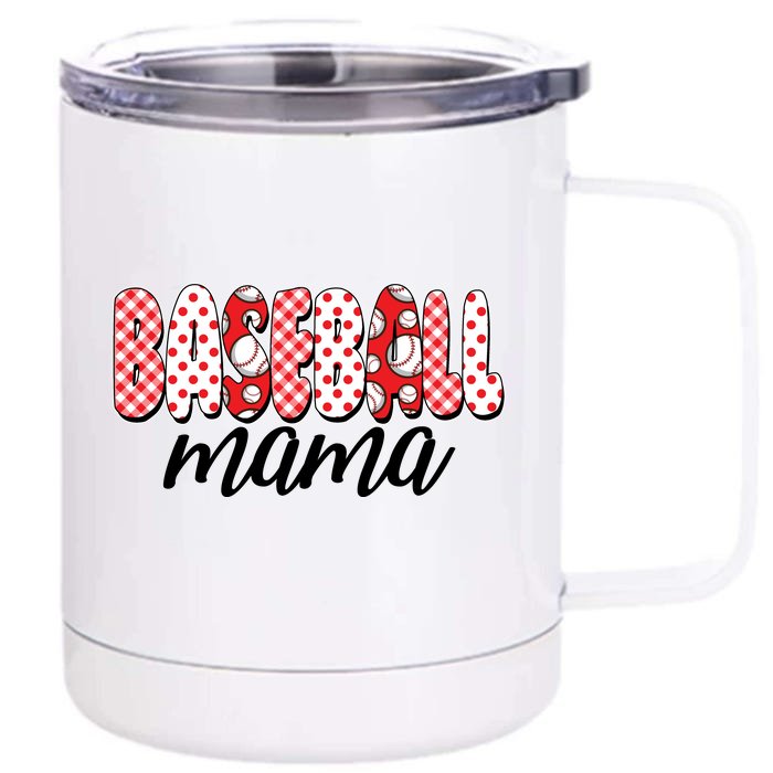 Cute Baseball Mama Front & Back 12oz Stainless Steel Tumbler Cup