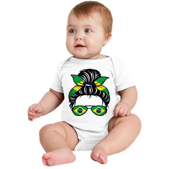 Cool Brazilian Messy Bun Baby Bodysuit