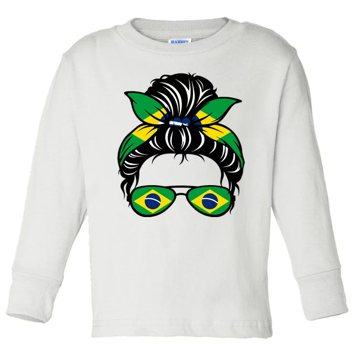 Cool Brazilian Messy Bun Toddler Long Sleeve Shirt