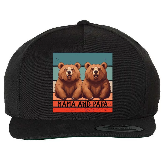 Charming Bears Mama And Papa Warm Playful Family Together Gift Wool Snapback Cap