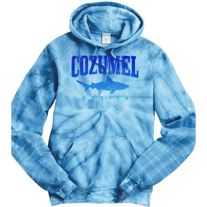 Cozumel Beach Mexico Scuba Diver Shark Diving Vintage Tie Dye Hoodie