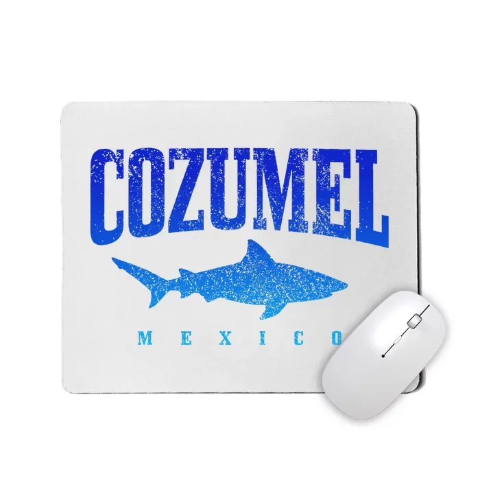 Cozumel Beach Mexico Scuba Diver Shark Diving Vintage Mousepad