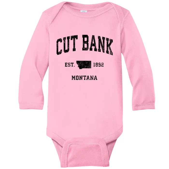 Cut Bank Montana Mt Vintage Athletic Sports Baby Long Sleeve Bodysuit