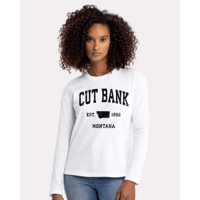 Cut Bank Montana Mt Vintage Athletic Sports Womens Cotton Relaxed Long Sleeve T-Shirt