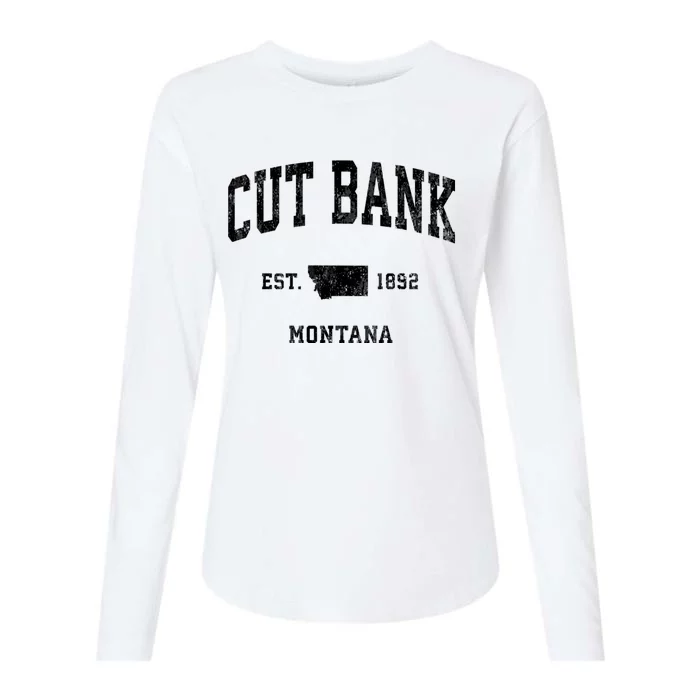 Cut Bank Montana Mt Vintage Athletic Sports Womens Cotton Relaxed Long Sleeve T-Shirt