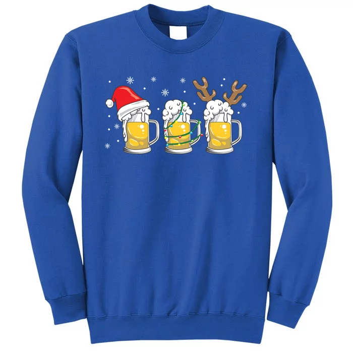 Christmas Beer Mugs Reinbeer Santa Hat Xmas Lights Costume Cool Gift Tall Sweatshirt