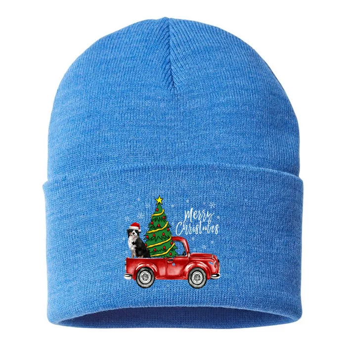 Cute Bernese Mountain Dog Truck Merry Christmas Dog Lover Gift Sustainable Knit Beanie