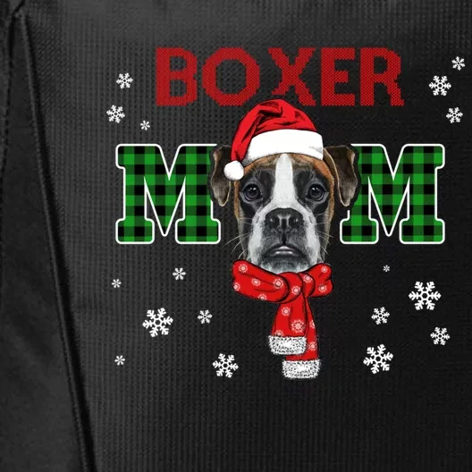 Christmas Boxer Mom Plaid Santa Hat Cute Dog Lover Funny Gift City Backpack