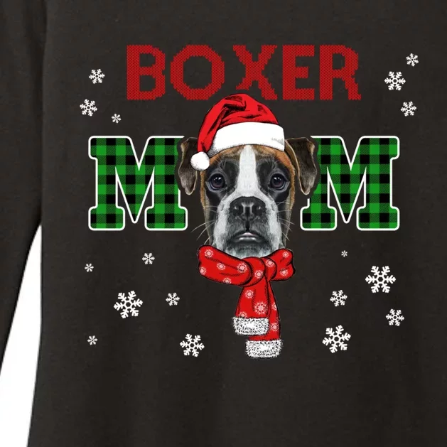 Christmas Boxer Mom Plaid Santa Hat Cute Dog Lover Funny Gift Womens CVC Long Sleeve Shirt