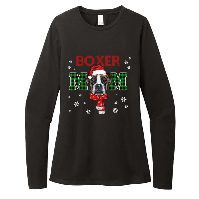 Christmas Boxer Mom Plaid Santa Hat Cute Dog Lover Funny Gift Womens CVC Long Sleeve Shirt