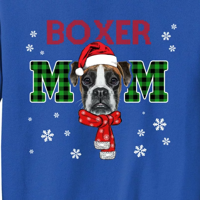 Christmas Boxer Mom Plaid Santa Hat Cute Dog Lover Funny Gift Sweatshirt