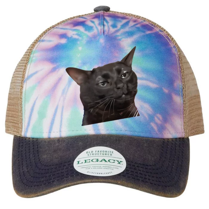 Cat Black Meme Dissociated Funny Internet Gift Legacy Tie Dye Trucker Hat