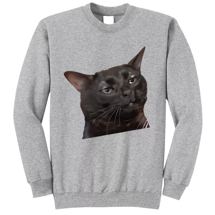 Cat Black Meme Dissociated Funny Internet Gift Tall Sweatshirt