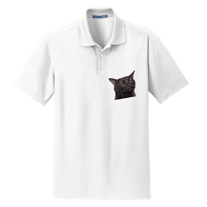 Cat Black Meme Dissociated Funny Internet Gift Dry Zone Grid Performance Polo