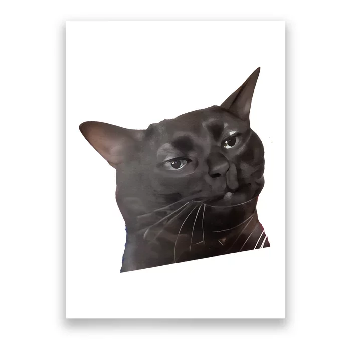 Cat Black Meme Dissociated Funny Internet Gift Poster