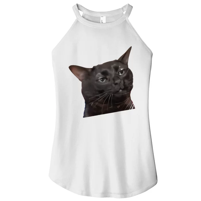 Cat Black Meme Dissociated Funny Internet Gift Women’s Perfect Tri Rocker Tank