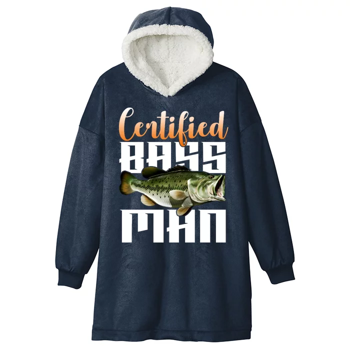 Certified Bass Man Fisherman Hooded Wearable Blanket