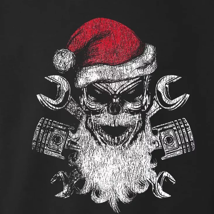 Christmas Biker Motorcycle Holiday Santa Skull Distressed Toddler Hoodie