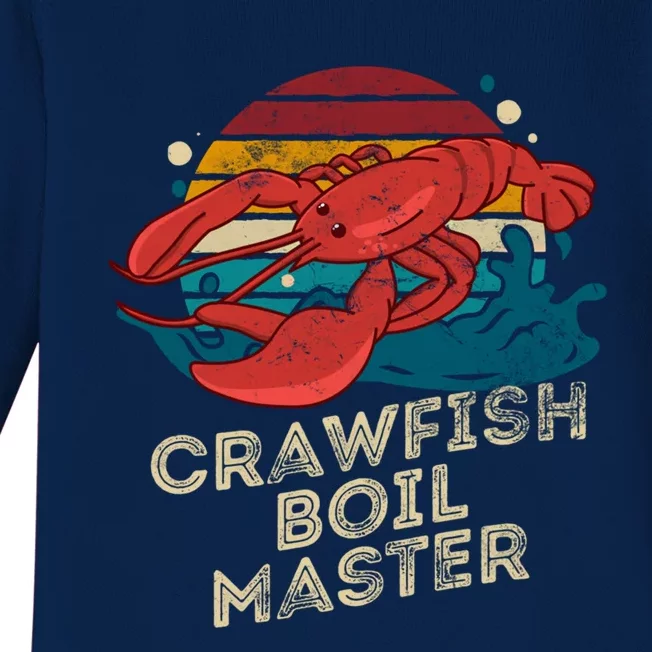 Crawfish Boil Master Funny Crawfish Season Retro Crawfish Gift Baby Long Sleeve Bodysuit