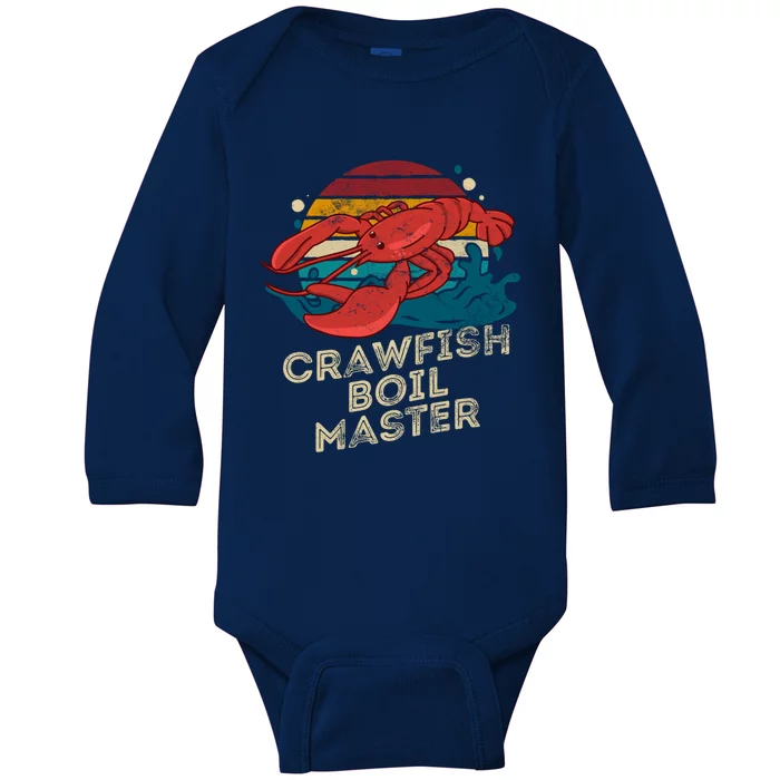 Crawfish Boil Master Funny Crawfish Season Retro Crawfish Gift Baby Long Sleeve Bodysuit