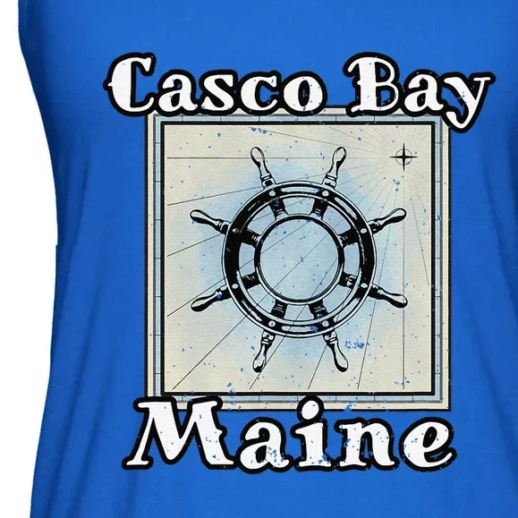 Casco Bay Maine Maritime Nautical History Ship Wheel Sailing Ladies Essential Flowy Tank