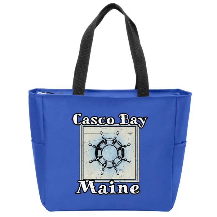 Casco Bay Maine Maritime Nautical History Ship Wheel Sailing Zip Tote Bag