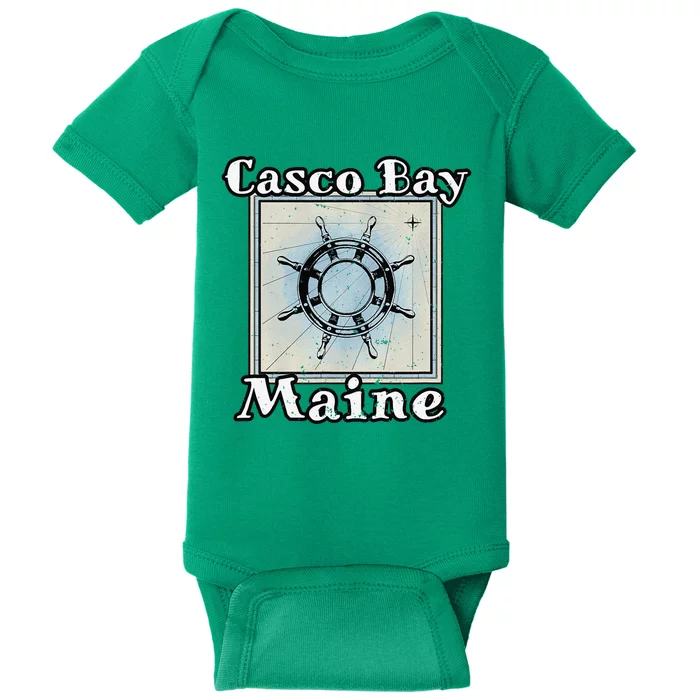 Casco Bay Maine Maritime Nautical History Ship Wheel Sailing Baby Bodysuit